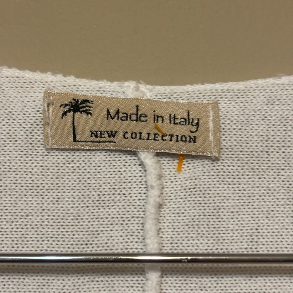 MADE IN ITALY Knit Lightweight Cotton Blend Sweater Top, Embroidered Design - Picture 5 of 7